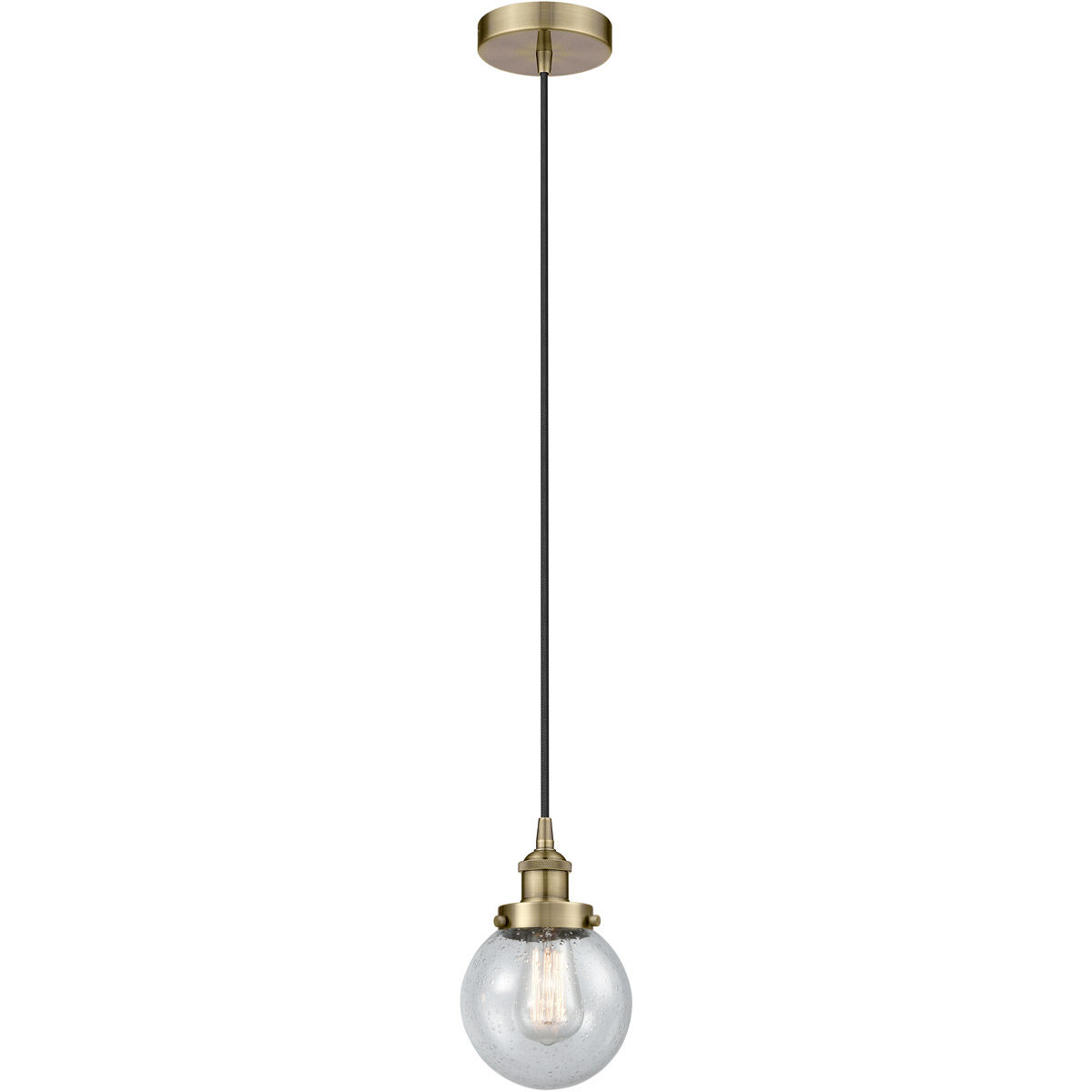 Edison Beacon 1 Light 6 inch Antique Brass Mini Pendant Ceiling Light