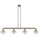 Franklin Restoration Halophane 4 Light 53.13 inch Antique Brass Island Light Ceiling Light in Clear Halophane Glass, Franklin Restoration