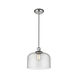 Franklin Restoration X-Large Bell 1 Light 12 inch Polished Nickel/Matte Black Mini Pendant Ceiling Light in Seedy Glass