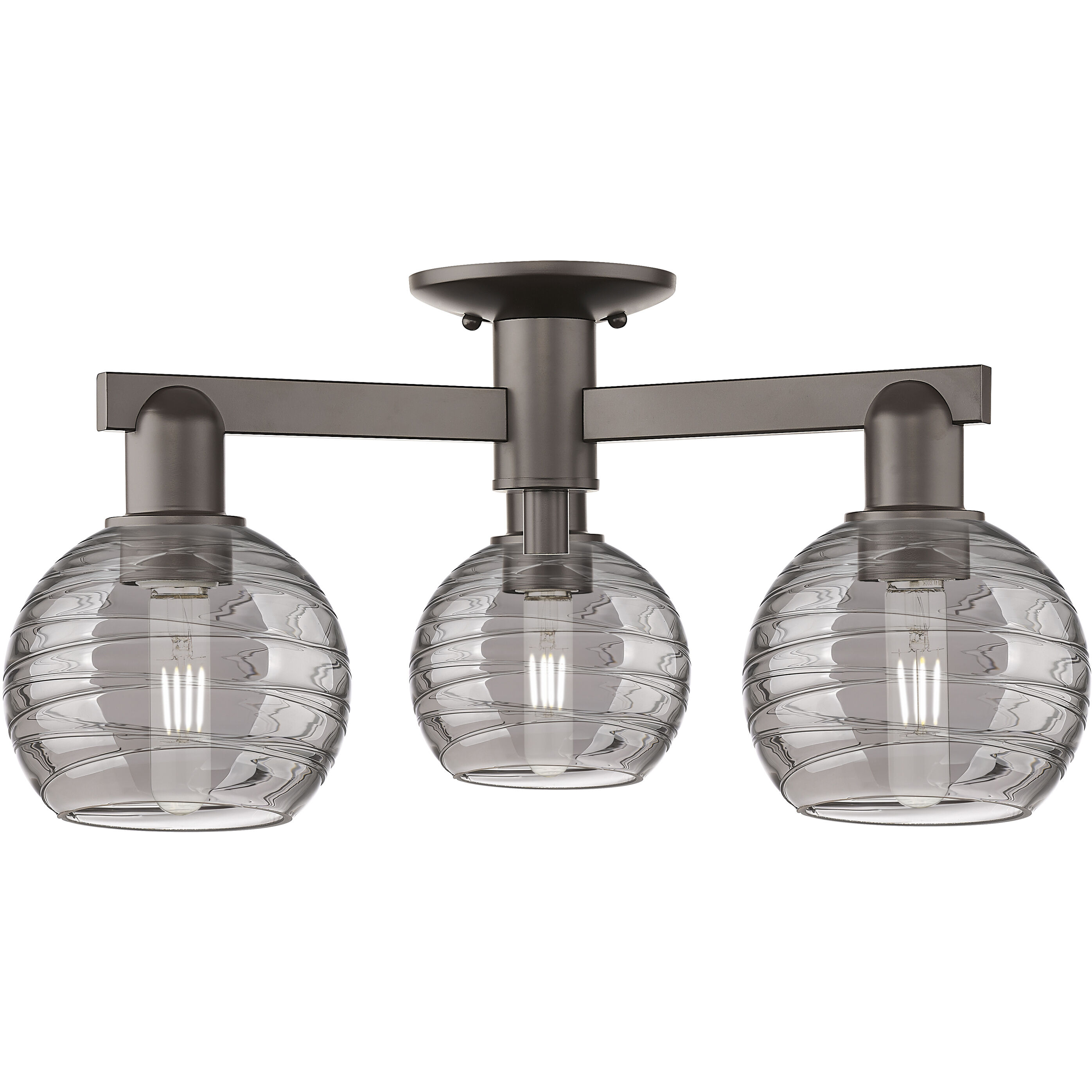 Athens Deco Swirl 3 Light 23.25 inch Oil Rubbed Bronze Semi-Flush Mount Ceiling Light