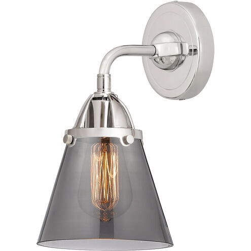 Nouveau 2 Small Cone 1 Light 6 inch Polished Chrome Sconce Wall Light in Plated Smoke Glass