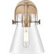 Pilaster II Cone 1 Light 6.5 inch Brushed Brass Sconce Wall Light in Clear Glass