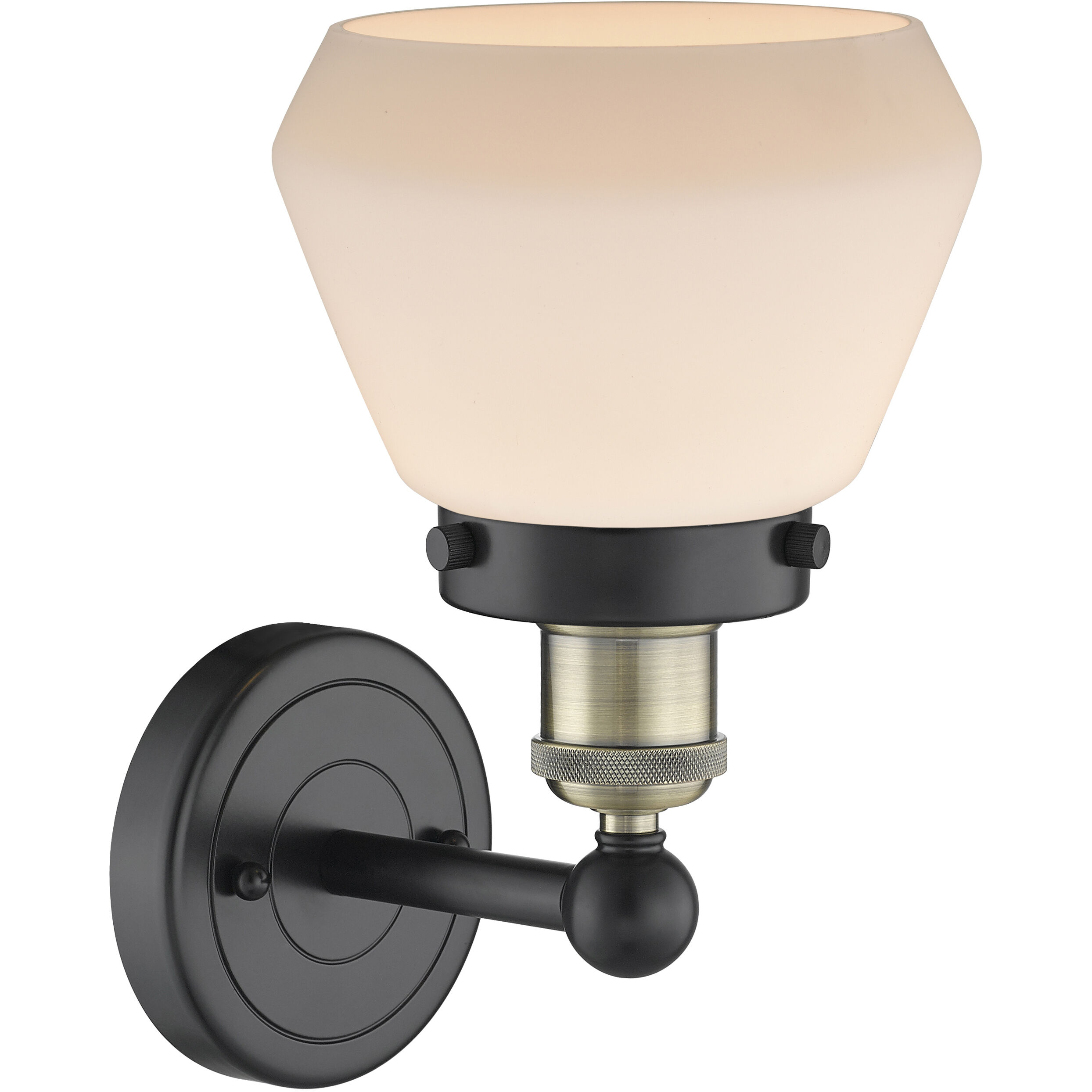Fulton Sconce Wall Light in Black Antique Brass, Matte White