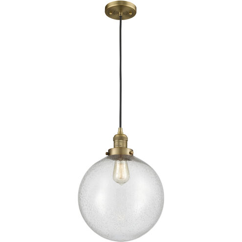 Franklin Restoration Beacon 1 Light 12 inch Brushed Brass Mini Pendant Ceiling Light in Incandescent, Seedy, Franklin Restoration