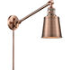 Addison 21 inch 3.50 watt Antique Copper Swing Arm Wall Light, Franklin Restoration