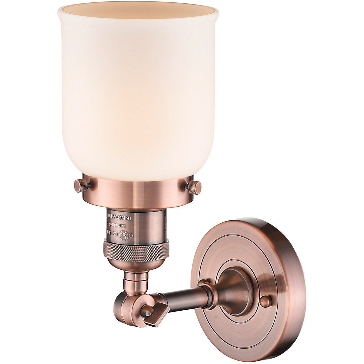Franklin Restoration Small Bell 1 Light 5 inch Antique Copper Semi-Flush Mount Ceiling Light in Matte White Glass, Franklin Restoration