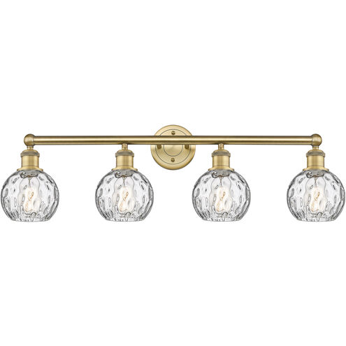 Athens Water Glass 4 Light 33 inch Brushed Brass and Clear Water Glass Bath Vanity Light Wall Light