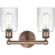 Hadley 2 Light 13.5 inch Antique Copper Bath Vanity Light Wall Light in Clear