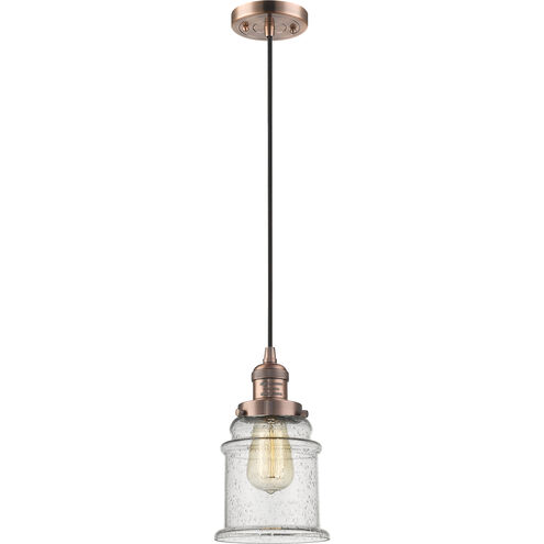 Franklin Restoration Canton LED 6 inch Antique Copper Mini Pendant Ceiling Light in Seedy, Franklin Restoration