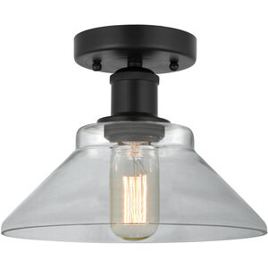 Edison Orwell 1 Light 8 inch Matte Black Semi-Flush Mount Ceiling Light in Clear Glass