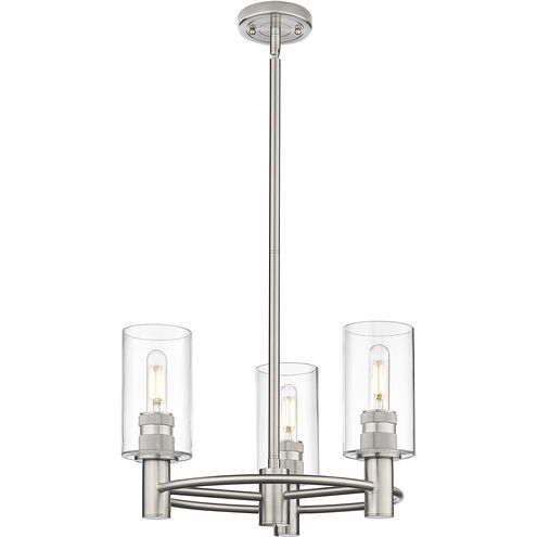 Downtown Urban Crown Point 3 Light 18 inch Satin Nickel Statement Pendant Ceiling Light in Clear