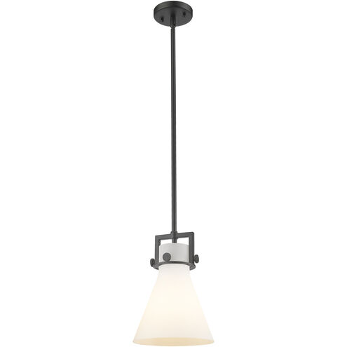 Downtown Urban Newton Cone 1 Light 8 inch Matte Black Mini Pendant Ceiling Light in Matte White Glass