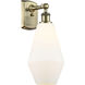 Ballston Cindyrella 1 Light 7 inch Antique Brass Sconce Wall Light in Incandescent, Matte White Glass