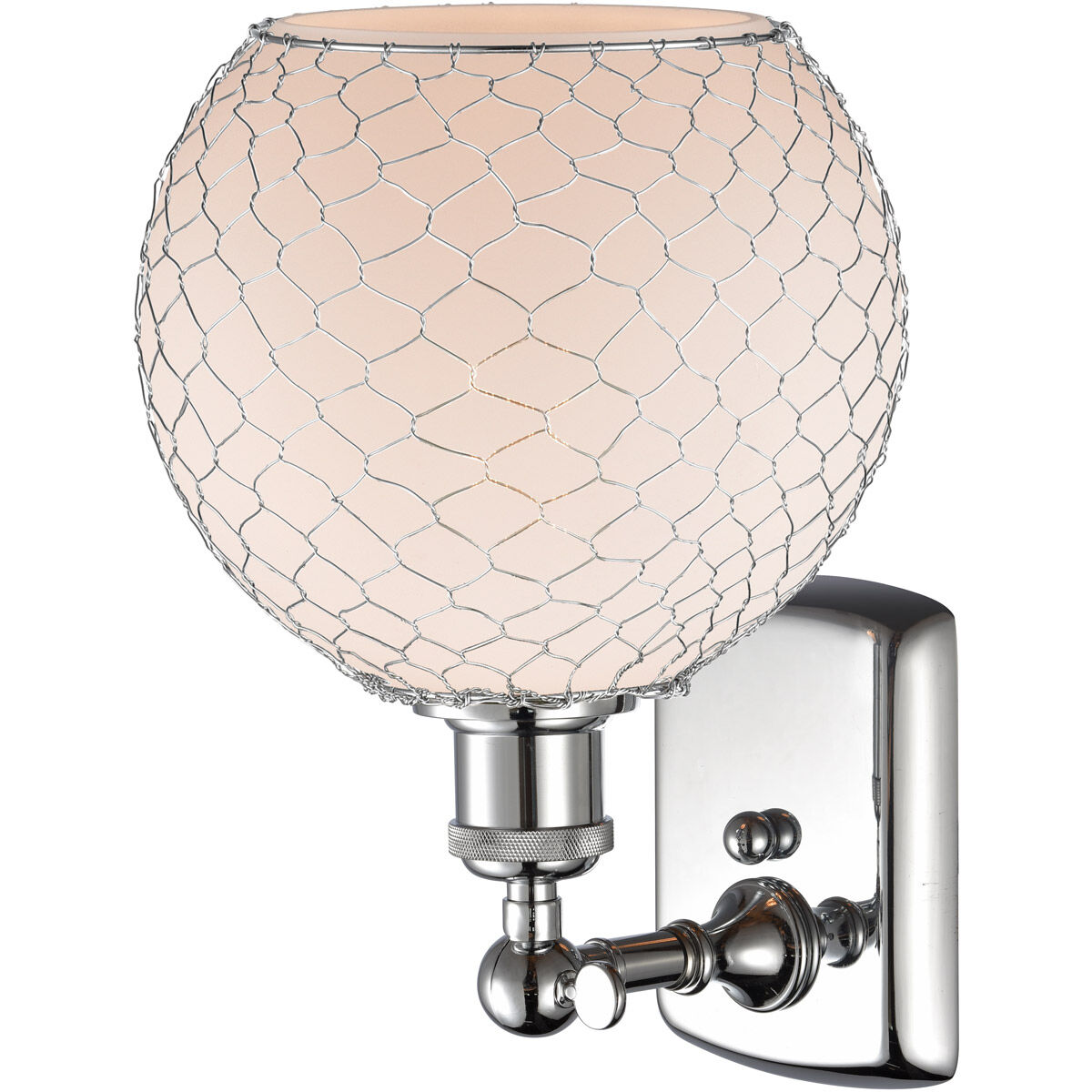 Ballston Farmhouse Chicken Wire 1 Light 8 inch Polished Chrome Sconce Wall Light, Ballston