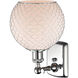 Ballston Farmhouse Chicken Wire 1 Light 8 inch Polished Chrome Sconce Wall Light in White Glass with Nickel Wire, Ballston