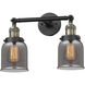 Franklin Restoration Small Bell LED 5 inch Black Antique Brass Bath Vanity Light Wall Light in Plated Smoke Glass, Franklin Restoration