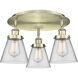 Cone 3 Light 18 inch Antique Brass Flush Mount Ceiling Light in Clear