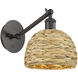 Woven Rattan 1 Light 8 inch Oil Rubbed Bronze and Natural Sconce Wall Light