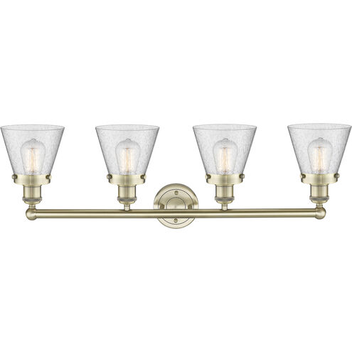 Cone 4 Light 33.5 inch Antique Brass Bath Vanity Light Wall Light in Seedy