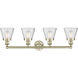 Cone 4 Light 33.5 inch Antique Brass Bath Vanity Light Wall Light in Seedy
