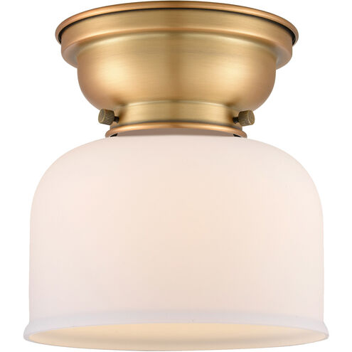 Aditi Large Bell LED 8 inch Brushed Brass Flush Mount Ceiling Light in Matte White Glass, Aditi