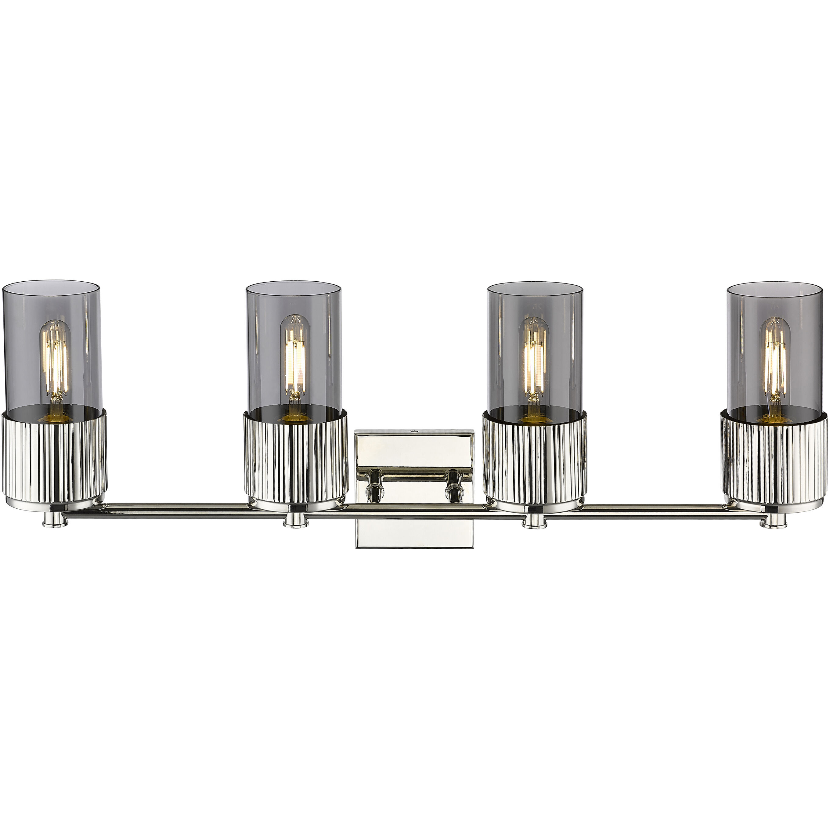 Bolivar 4 Light 31 inch Polished Nickel Bath Vanity Light Wall Light in Plated Smoke Glass