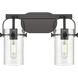 Pilaster II Cylinder 2 Light 14.88 inch Matte Black Bath Vanity Light Wall Light in Seedy Glass