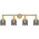 Bell 4 Light 33.5 inch Satin Gold Bath Vanity Light Wall Light in Plated Smoke Glass, Small