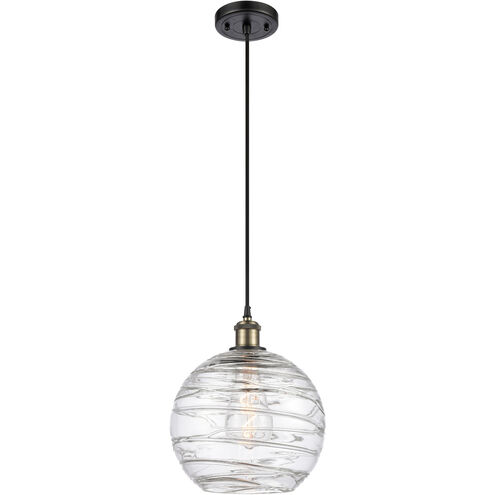 Ballston Large Deco Swirl 1 Light 10 inch Black Antique Brass Mini Pendant Ceiling Light, Ballston