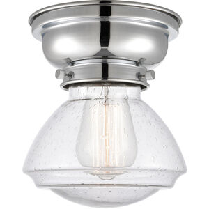 Aditi Olean LED 7 inch Polished Chrome Flush Mount Ceiling Light in Seedy Glass, Aditi