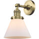 Franklin Restoration Large Cone 1 Light 8 inch Antique Brass Semi-Flush Mount Ceiling Light in Incandescent, Matte White Glass, Franklin Restoration