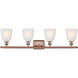 Ballston Brookfield 4 Light 36 inch Antique Copper Bath Vanity Light Wall Light in White Glass, Ballston