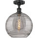 Edison Athens Deco Swirl 1 Light 12 inch Matte Black Semi-Flush Mount Ceiling Light