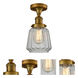 Franklin Restoration Chatham LED 6 inch Brushed Brass Semi-Flush Mount Ceiling Light in Clear Glass, Franklin Restoration