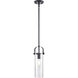 Pilaster II Cylinder 1 Light 5 inch Matte Black Pendant Ceiling Light in Seedy Glass