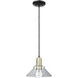 Arcadia Orwell 1 Light 8.38 inch Black Antique Brass Mini Pendant Ceiling Light in Clear