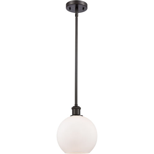 Ballston Athens LED 8 inch Oil Rubbed Bronze Pendant Ceiling Light in Matte White Glass, Ballston