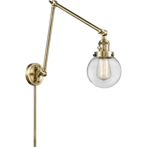 Beacon 30 inch 60.00 watt Antique Brass Swing Arm Wall Light, Franklin Restoration