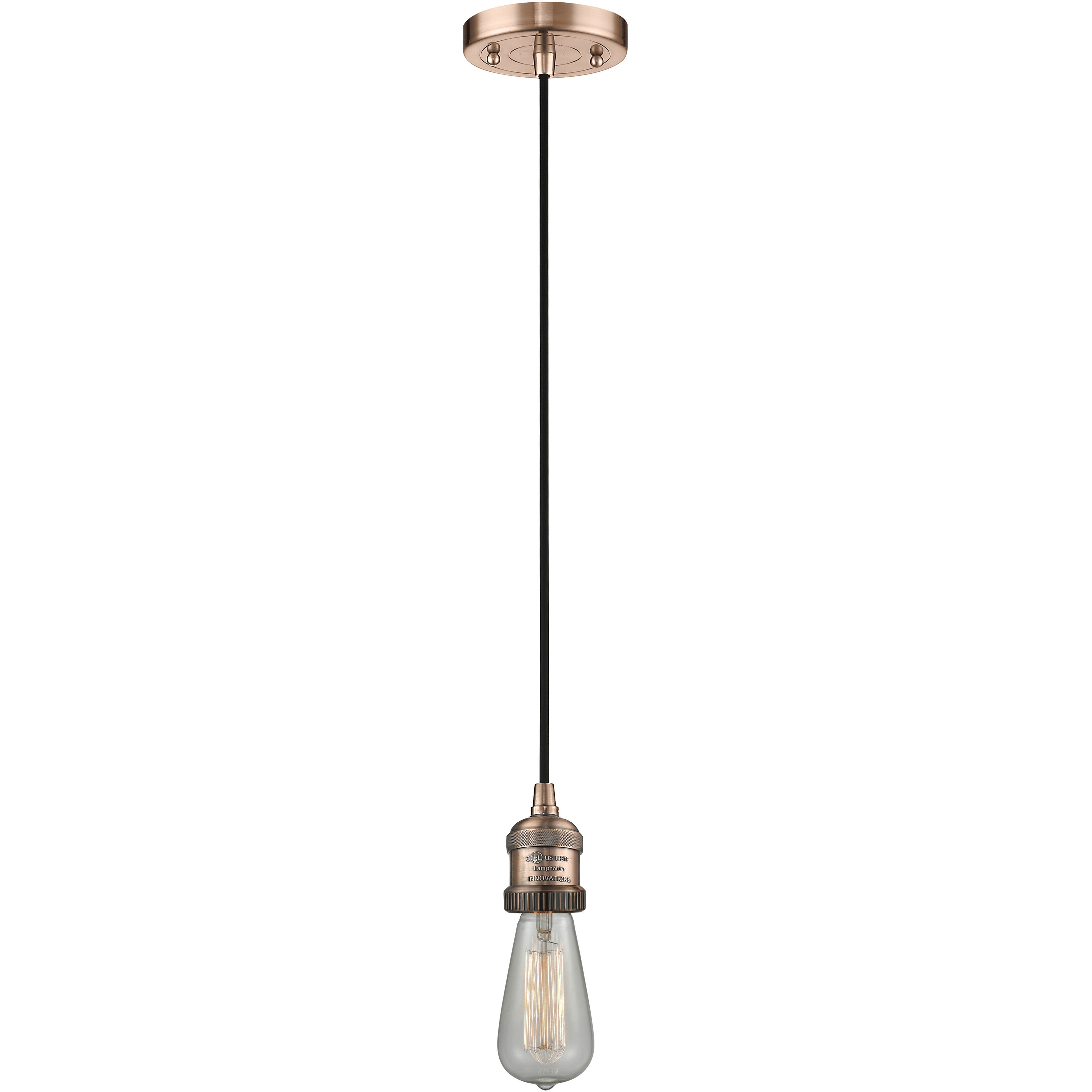Franklin Restoration Bullet 1 Light 7 inch Antique Copper Mini Pendant Ceiling Light in Incandescent, Seedy