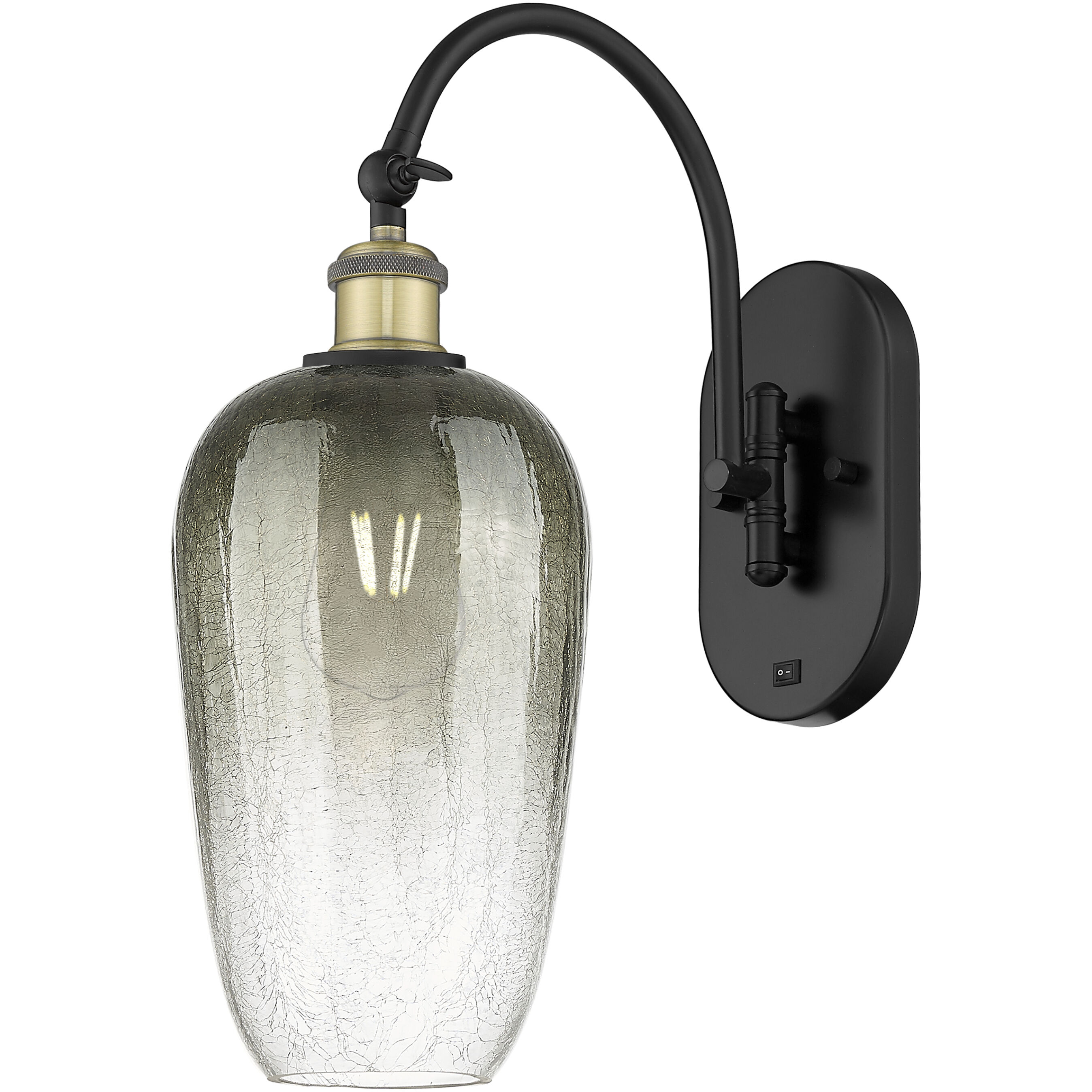 Ballston Brookhaven Flute 1 Light 7 inch Black Antique Brass Swing Arm Sconce Wall Light in Slate Glass