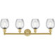 Salina 4 Light 32 inch Satin Gold and Clear Spiral Fluted Bath Vanity Light Wall Light