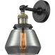 Franklin Restoration Fulton 1 Light 7 inch Black Antique Brass Semi-Flush Mount Ceiling Light in Plated Smoke Glass, Franklin Restoration