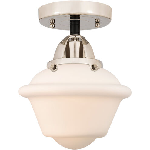 Nouveau 2 Small Oxford LED 7.5 inch Black Polished Nickel Semi-Flush Mount Ceiling Light in Matte White Glass