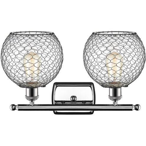 Ballston Farmhouse Chicken Wire LED 16 inch Polished Chrome Bath Vanity Light Wall Light in Clear Glass with Black Wire, Ballston