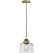 Nouveau 2 Bell 1 Light 8 inch Black Antique Brass Mini Pendant Ceiling Light in Incandescent, Seedy
