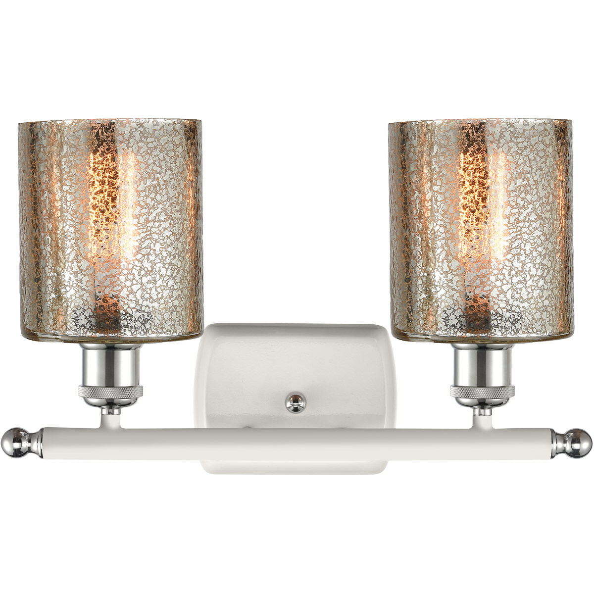 Ballston Cobbleskill 2 Light 16 inch White and Polished Chrome Bath Vanity Light Wall Light in Mercury Glass, Ballston