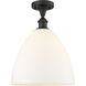 Edison Bristol Glass 1 Light 12 inch Oil Rubbed Bronze Semi-Flush Mount Ceiling Light in Matte White Glass
