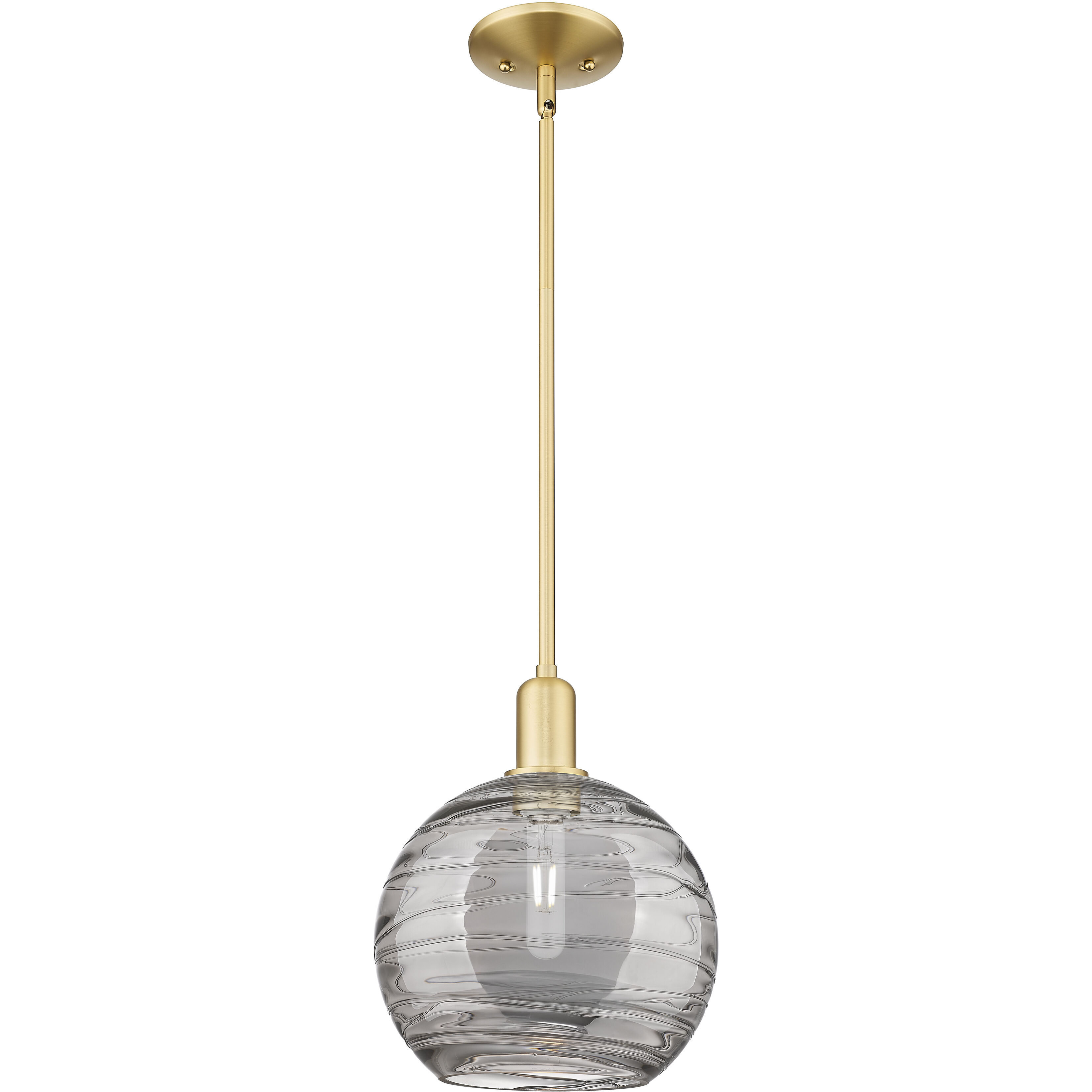 Arcadia Athens Deco Swirl 1 Light 10 inch Satin Gold Mini Pendant Ceiling Light