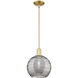 Arcadia Athens Deco Swirl 1 Light 10 inch Satin Gold Mini Pendant Ceiling Light