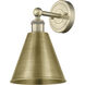Ballston Cone 1 Light 8 inch Antique Brass Sconce Wall Light